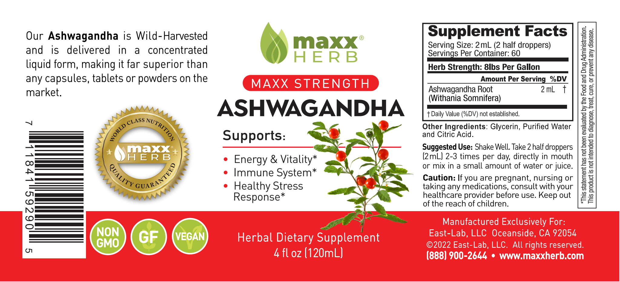 Ashwagandha Extract 4oz (60 Servings)