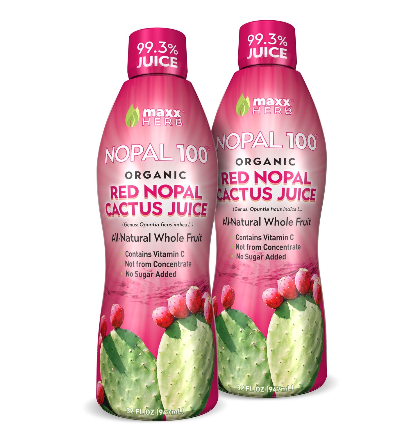 Red Nopal Cactus Fruit Juice (Organic) - 32oz (32 Servings)
