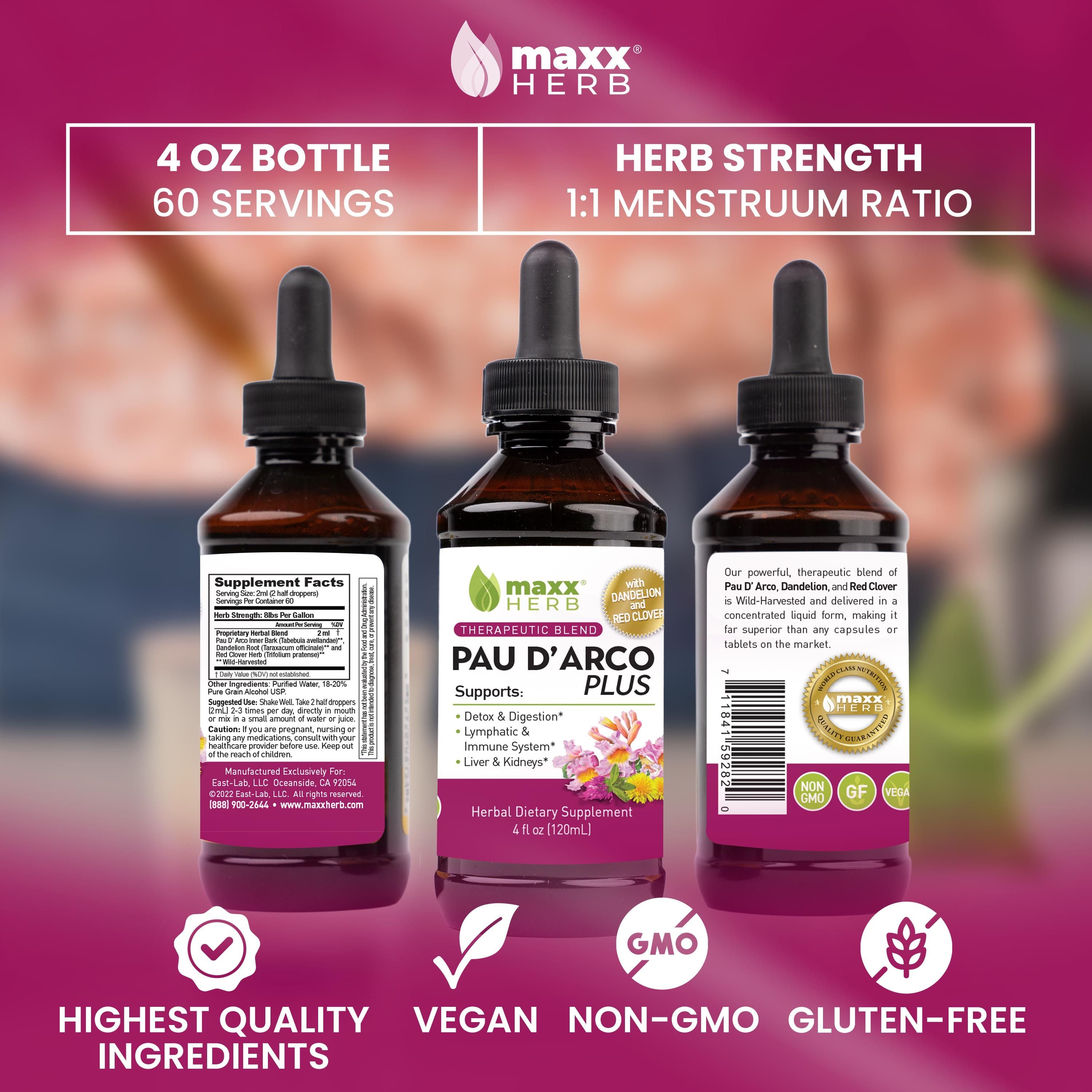 Pau D' Arco Plus Extract - Dandelion Root & Red Clover