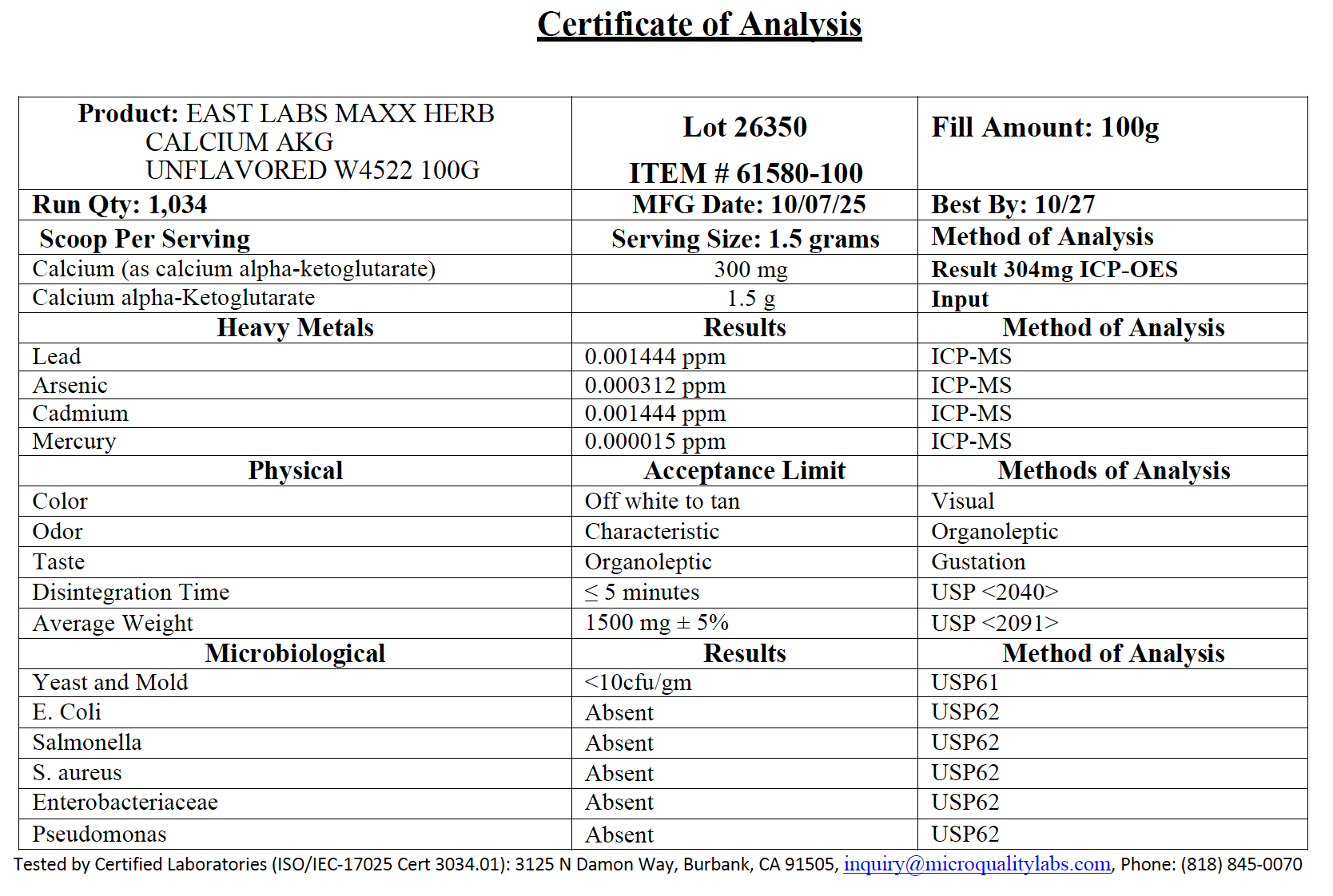 Calcium Alpha-Ketoglutarate Powder