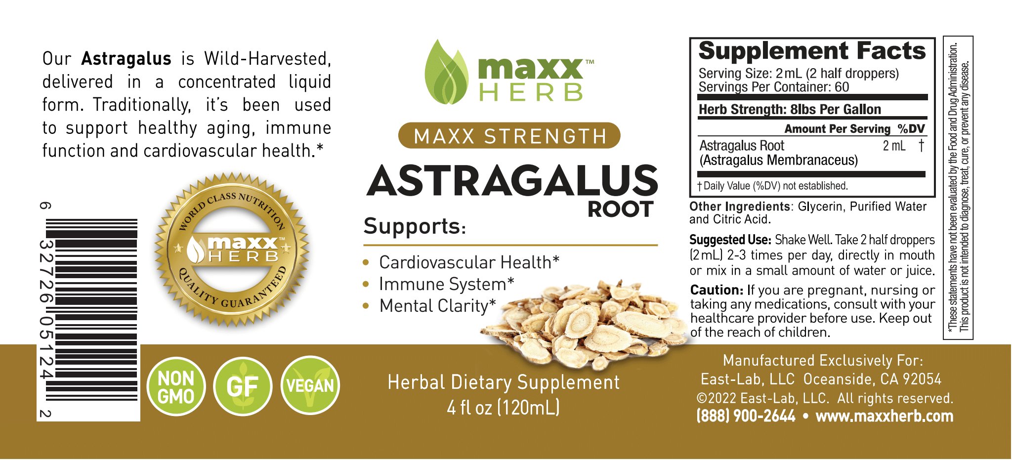 Astragalus Root Extract (4oz) 60 Servings