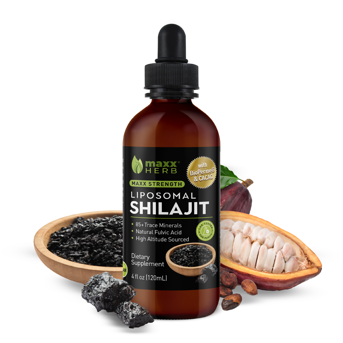 Shilajit Extract - Liposomal, BioPerine ® & Cacao – Maxx Herb