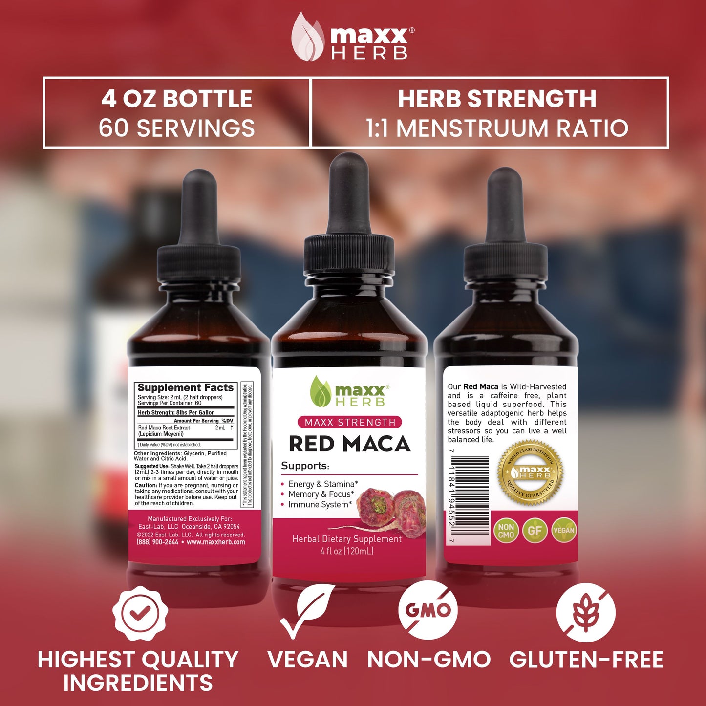 Red Maca Root Extract - 4oz (60 Servings)